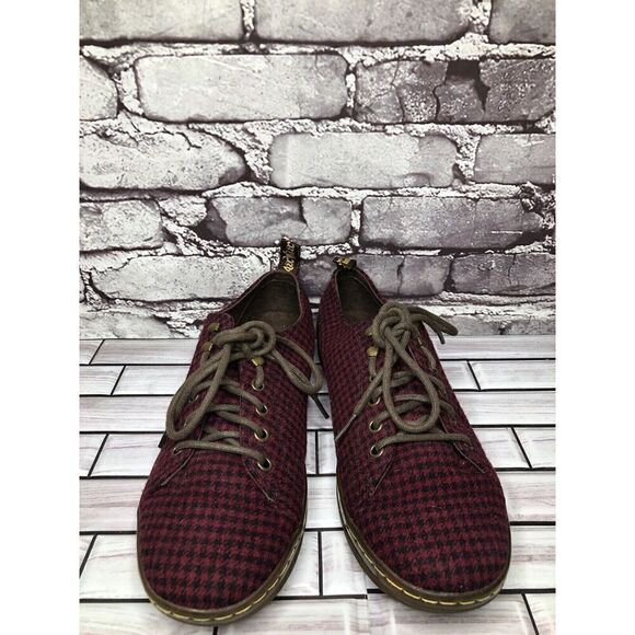Dr. Martens Samira Burgundy Black Plaid Fabric Lace Casual Shoes Women Sz 11M US - Picture 2 of 16